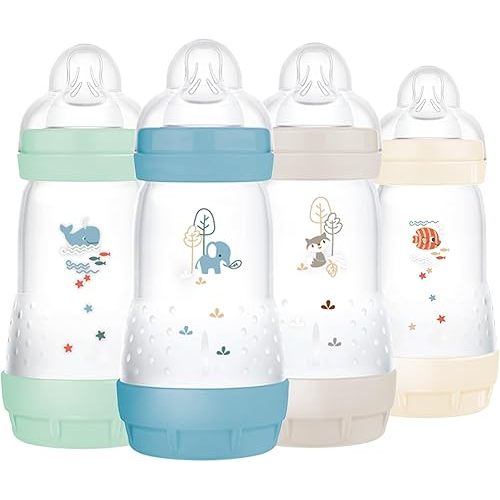 MAM Easy Start Anti-Colic Baby Bottle 9 oz, Medium Flow, Breastfeeding-Like Silicone Nipple Bottle, Reduces Colic, Gas, & Reflux, Easy-to-Clean, BPA-Free, Vented Baby Bottles for Newborns