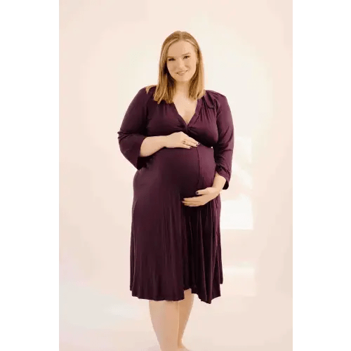 Lila Labor & Postpartum Gown in Plum