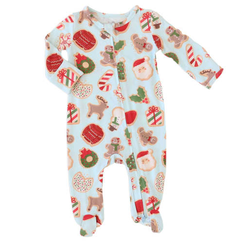Cookies For Santa Zipper Footie | Blue