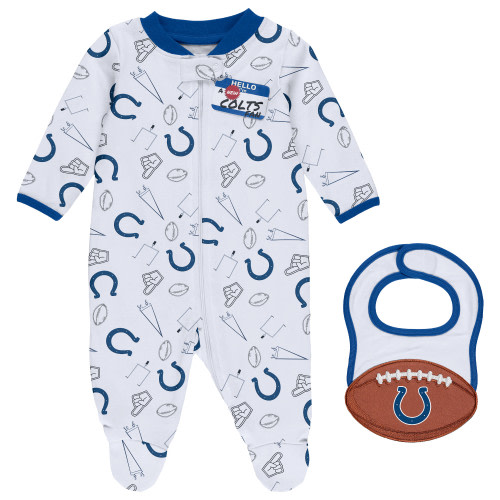 Newborn & Infant WEAR by Erin Andrews White Indianapolis Colts Sleep & Play Full-Zip Sleeper & Bib Set