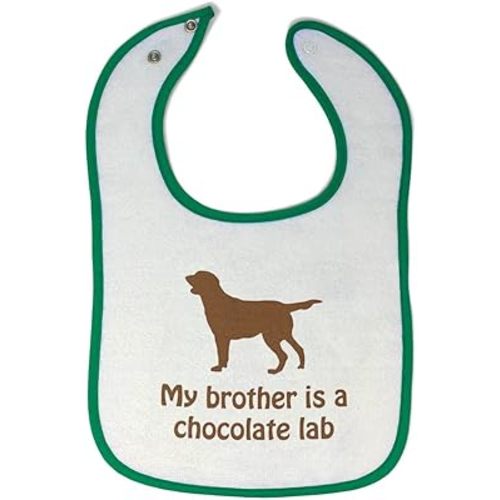 Toddler & Baby Bibs Burp Cloths My Brother is A Chocolate Lab Dog Lover Pet Cotton Items for Girl Boy Gifts Ae White Green Design Only