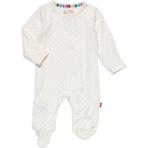 Baby Dot Print Footie, 6-9M, White