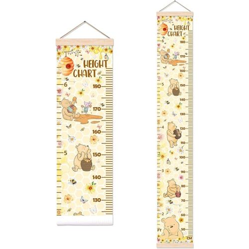Winnie Height Chart for Wall Decor, The Pooh Decor Height Chart for Boys or Girls, Honey Themed Height Measurement for Toddler Wall Hanging, Perfect for Bedroom Nursery Decor Height Wall Chart