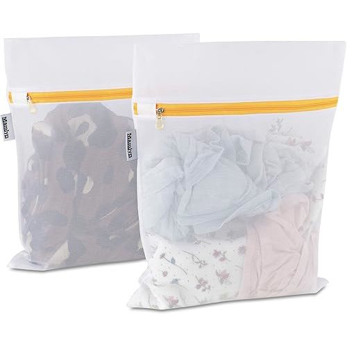2 Small Delicates Laundry Bag, Mesh Fabric Colored Zippers, Lingerie Washing Bags to Wash Delicates Socks Underwear Hosiery Stockings Bra