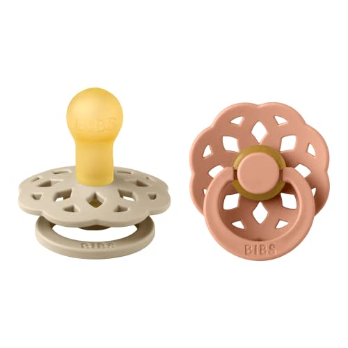 BIBS Pacifiers - Boheme Collection | BPA-Free Baby Pacifier | Made in Denmark | Set of 2 Vanilla/Peach Color Premium Soothers | Size 0-6 Months