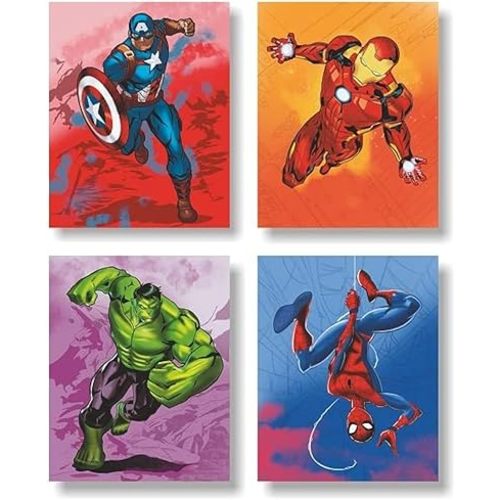 Superheroes watercolor wall art poster prints, superheroes wall art, set of 4 Unframed 8''x10'' posters for boys room superheroes room decor, Avengers Wall Art, Posters for Boys Room