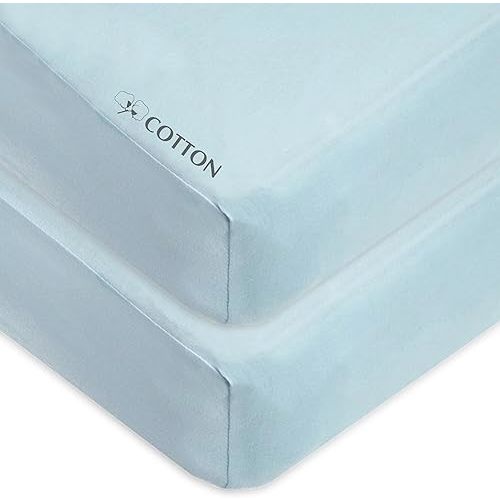 American Baby Company 2 Pack Fitted Crib Sheets 52x28", Blue