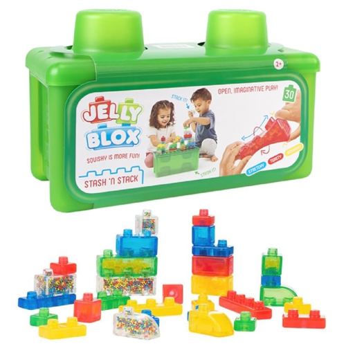Amazon.com: Jelly Blox Stash 'N Stack 2-in-1 Storage Case Including 30 Blocks | Toddler & Preschool Building Blocks Kids Can Squeeze & Stretch | Safety Tested & Ouch-Free | Tactile, Sensory Play Toy for Ages 2+ : Toys & Games