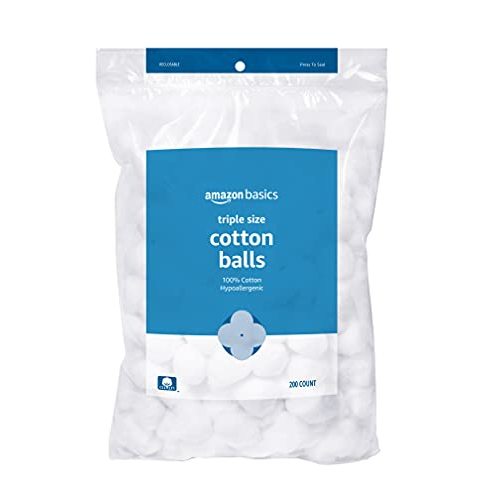 Amazon Basics Cotton Balls for Skincare, 200 Count (Previously Solimo)