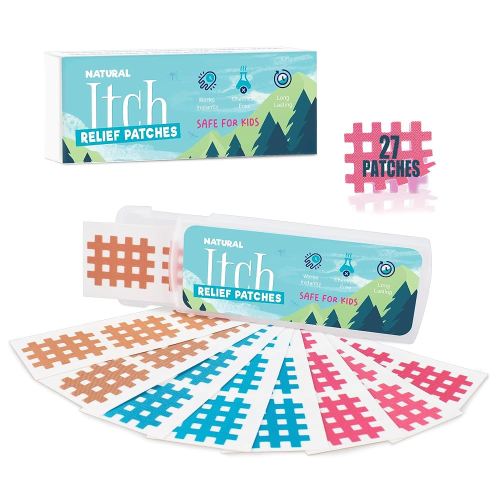 Bite Itch Relief Patches 27 pcs for Kids & Adults, Instantly Reduce Swelling Itching, Natural Anti Itch Patches Kid-Friendly for Travel, Hiking, Summer Camp Essentials