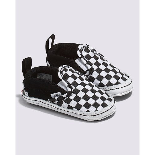 Infant Slip-On V Checkerboard Crib Shoe in Black / True White | Vans