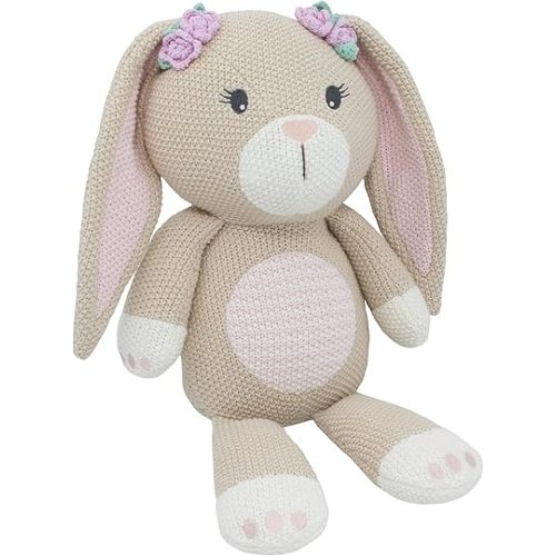 Living Textiles Baby Whimsical Knit Toy - Belle Bunny | Premium 100% Cotton | Super Cute Soft & Fun Stuffed Animal Character | Baby Essentials List | Perfect Baby Gift
