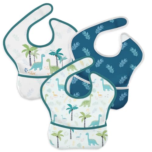 CIVARUA KIDS 3 Pack Waterproof Baby Bib for Eating, Mess Proof Feeding Bibs with Large Food Catcher, Travel Feeding Bibs