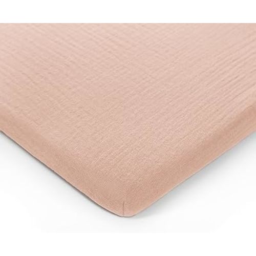 Comfy Cubs Muslin Bassinet Sheet - 100% Soft Cotton Fabric, Breathable & Gentle for Baby’s Sensitive Skin - Universal Fit with Secure Elastic Edging, Gift-Ready Packaging - Blush