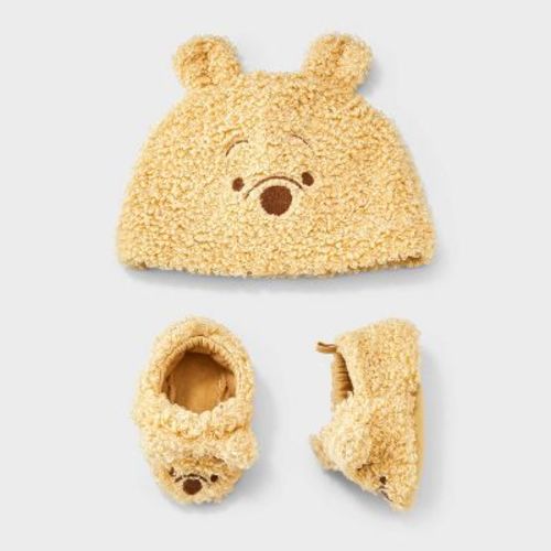 Baby Winnie the Pooh Hat and Bootie Set - Cloud Island™ Beige 0-3M