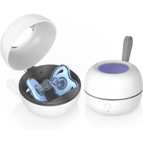 Upgraded Portable Pacifier Sanitizer, UV Light Sanitizer Box, 99.99% Cleaned in 3 Minutes, 90 Disinfection Cycles, USB Rechargeable, Baby Pacifier Sanitizer On The Go (Large White)