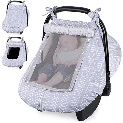 Unicorn Castle Baby Car Seat Cover Infant Car Seat Covers for Babies Breathable Car Seat Canopy Mesh Window Carseat Cover for Four Seasons Newborn