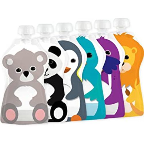 SQUOOSHI Reusable Baby Food Pouches - 3.4 oz-6 Small Pouches - Baby Food Storage - Pouches Toddler - Refillable Squeeze Pouch for Kids