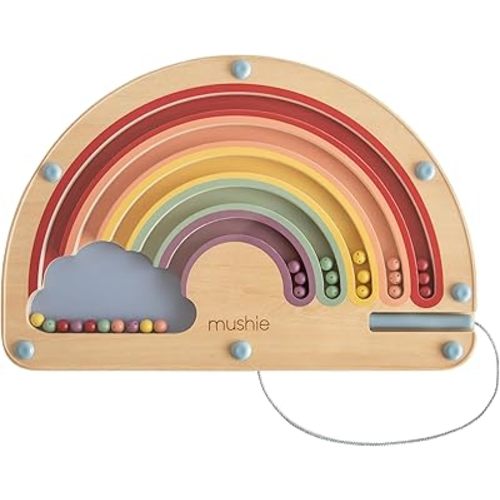 mushie Wooden Magnetic Rainbow Maze | Sorting and Montessori Toy for Kids 2 Years+