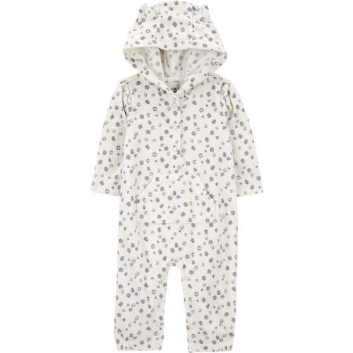 Carter's Child of Mine Baby Girl Hooded Jumpsuit, Cat-Eared Cheetah, Sizes 0/3-24 Months