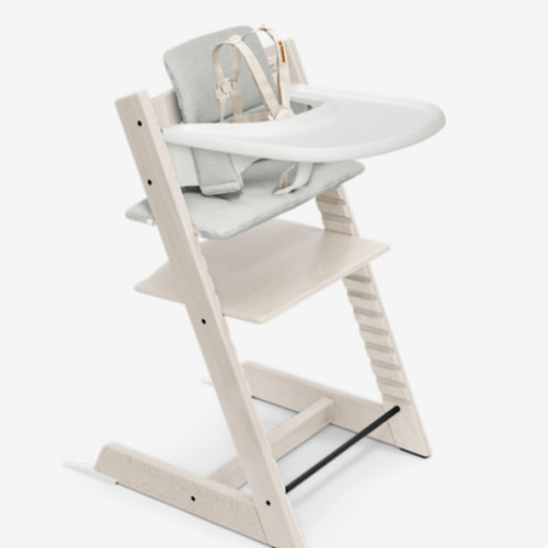 Stokke Tripp Trapp High Chair Complete² (Whitewash/White w/Beige Harness/Nordic Grey Cushion/White Tray)