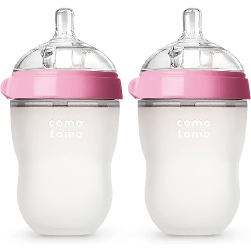 Comotomo Baby Bottle, Pink, 8 Ounce (2 Count)