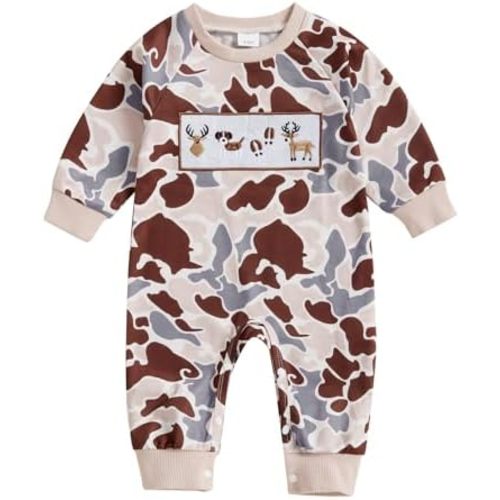 Pudcoco Duck Hunting Baby Clothes Infant Baby Boys Girls Camoflage Embroidered Mallard Duck Romper Jumpsuit