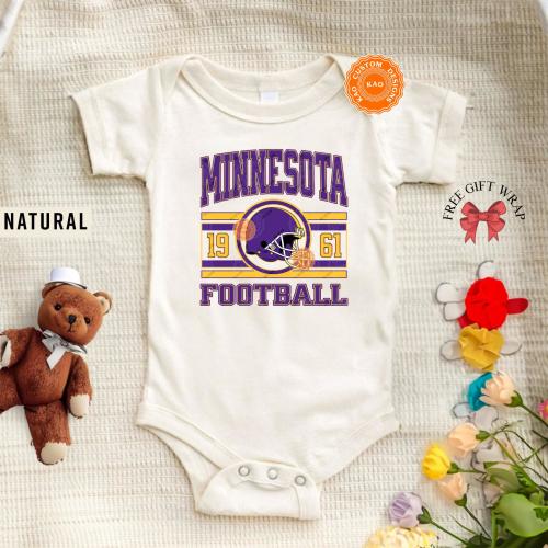 Minnesota Football Onesie, Toddler And Youth Shirts, Kids Minnesota Sports Gear, Baby Game Day T-Shirt, Gift For Fan, Vintage Viking Apparel