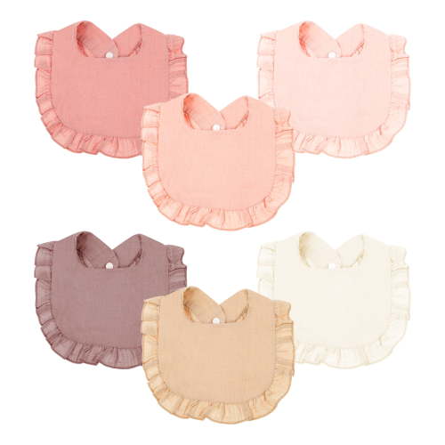6Pcs U Shape Soft Baby Drooling Bib Adjustable Ruffle Edge Bandana Drool Bib With Press Stud for Unisex Boy and Girl