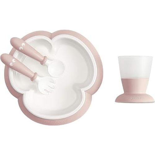 BABYBJÖRN Baby Feeding Set, Powder Pink , 4 Piece Set