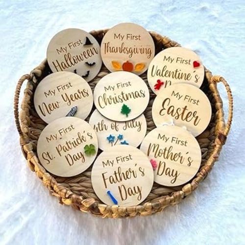 Wooden Baby Milestone Cards, Adorable Milestone of Your Newborn, Wooden Baby Monthly Milestone Cards Baby Birth Announcement Sign