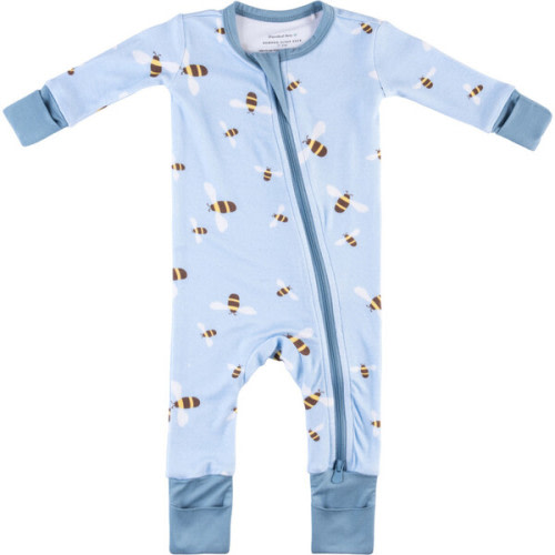 Baby Bamboo Pajamas W/ DreamCuffs®, Blue Bees