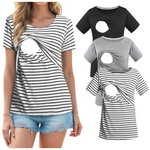 Smallshow Women's Maternity Nursing Tops Clothes Breastfeeding T-Shirts 3-Pack