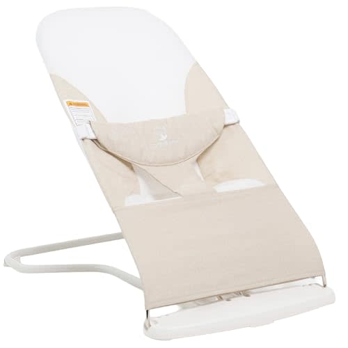 ComfyBumpy Ergonomic Baby Bouncer Seat - Safe, Portable Bouncing Chair with 3 Adjustable Height Positions - Infant Bouncy Seat Perfect for 8-20lbs Babies (Oatmeal)