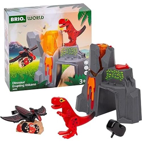 BRIO World - 36092 Dinosaur Erupting Volcano | Toy Train Set for Kids Aged 3 Years Up