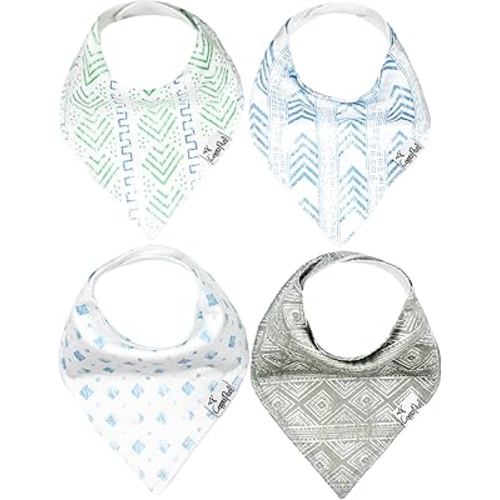 Baby Bandana Drool Bibs for Drooling and Teething 4 Pack Gift Set"Jude"by Copper Pearl, Soft Set of Cloth Bandana Bibs for Any Baby Girl or Boy, Cute Registry Ideas for Baby Shower Gifts