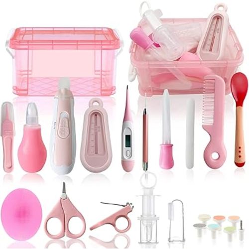 Baby Grooming Kit, 25 in 1 Baby Healthcare and Grooming Kit, Baby Electric Nail Trimmer Set Newborn Nursery Health Care Set for Newborn Infant Toddlers Boys Girls Shower Gifts (0-4 Years+)