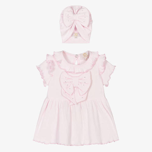 Caramelo Kids - Baby Girls Pink Cotton Bows Dress Set | Childrensalon