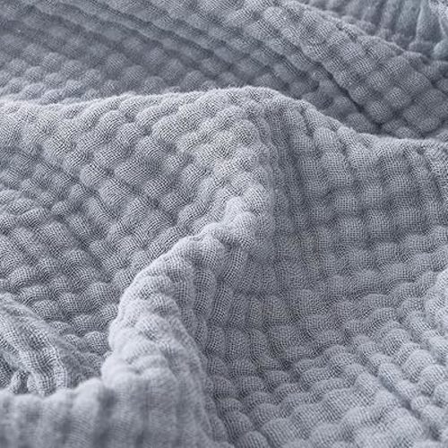 EMME Muslin Blankets for Adults Throw Blanket for Couch Breathable Gauze Soft Lightweight Airy Dusty Blue Twin 60" x 80"