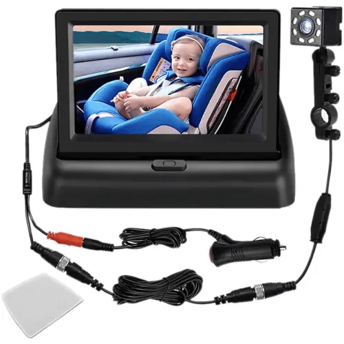 Baby Car Mirror 12-24V,4.3" HD Night Vision Rear Facing Car Seat Mirror Safety Car Seat Mirror Camera Monitored Mirror with Wide Crystal Clear View Aimed at Baby