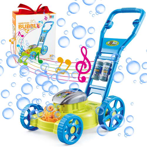 Bubble Lawn Mower Toddler Toys - Baby Toys Bubble Machine Summer Outdoor Toys Games, Bubble Mover Push Toy for Age 1 2 3 4 Year Old Preschool Kid Boys Girls Birthday-bule