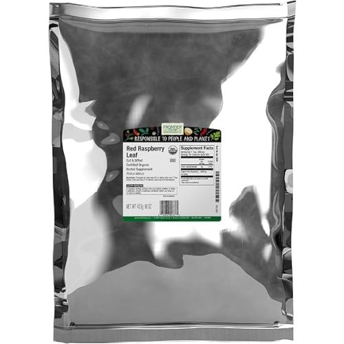 Frontier Co-op Organic Red Raspberry Leaf, 16 Oz, Bulk Bag - Caffeine-Free Loose Leaf Herb for Tea or DIY Body Care Products