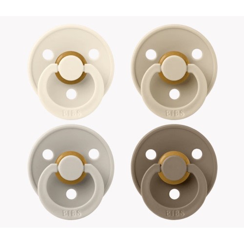 BIBS Pacifier Latex Size 1- 4 Pack Ivory / Sand / Vanilla / Dark Oak