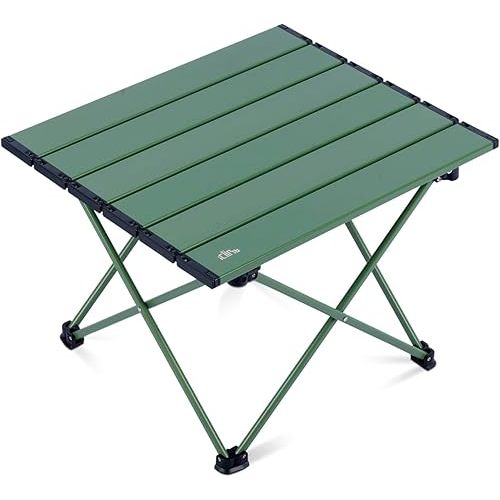 iClimb Ultralight Compact Camping Folding Table with Carry Bag (Green - S)