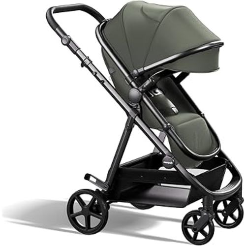 Mompush Baby Stroller, Convertible 2-in-1 with Bassinet Option, Infant Car Seat Compatible, Includes Adapter - Sturdy Full-Size Infant Stroller for Family Adventures