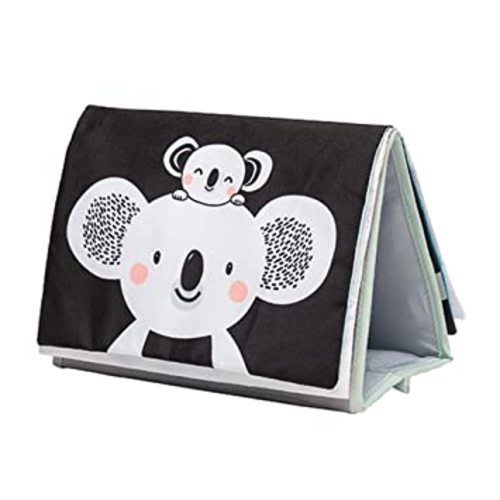 Taf Toys Koala Infant Tummy-time High Contrast Soft Crinkle Activity Book with Huge Baby Safe Mirror, 3D Activities, Textures and a Soft Baby Teether
