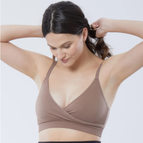 Cooling Crossover Nursing Bra, Taupe, Large