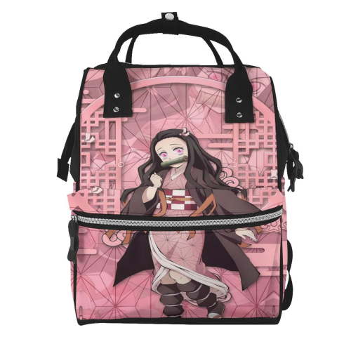 Demon Slayer Diaper Bag Nappy Mummy Backpack Fashion Shoulders Casual Kawaii Cute Interesting Cartoon Anime Waterproof Portable Large Capacity Daypack Travel for Women Men Handbag Gift