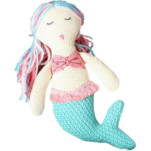 Mon Ami Mermaid Soft Baby Rattle Toy for Ages 6 Months+, 8” Plush Stuffed Animal Rattle Toys for Infants & Toddlers - Baby Rattle with Sound