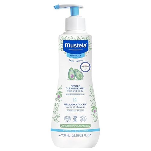 Mustela Baby Gentle Cleansing Gel - Baby Hair & Body Wash - with Natural Avocado fortified with Vitamin B5 - Biodegradable Formula & Tear-Free â€“ 25.35 fl. oz. (Pack of 1)
